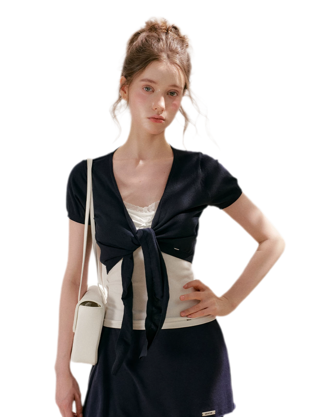 Sportique Cropped Knit Cardigan