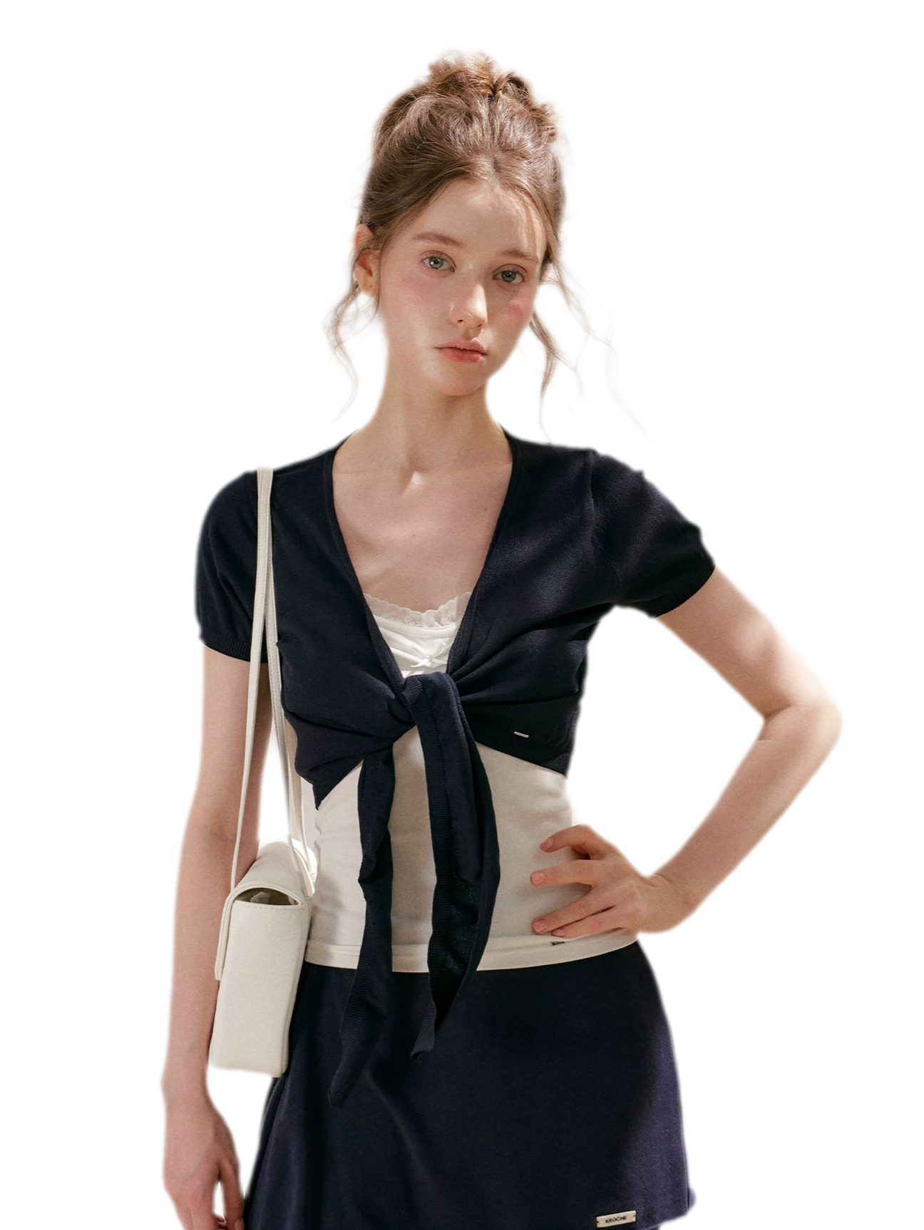 Sportique Cropped Knit Cardigan