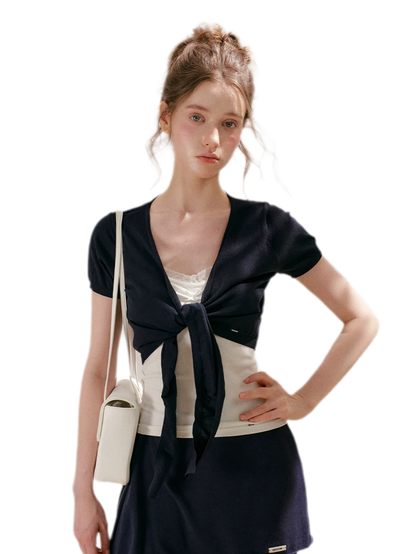 Sportique Cropped Knit Cardigan