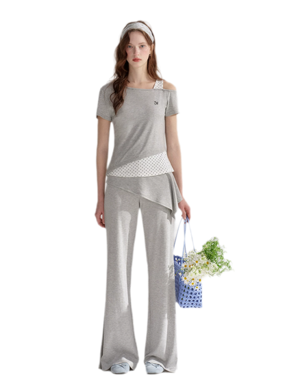 Lyocell Polka Faux Two-Piece Set