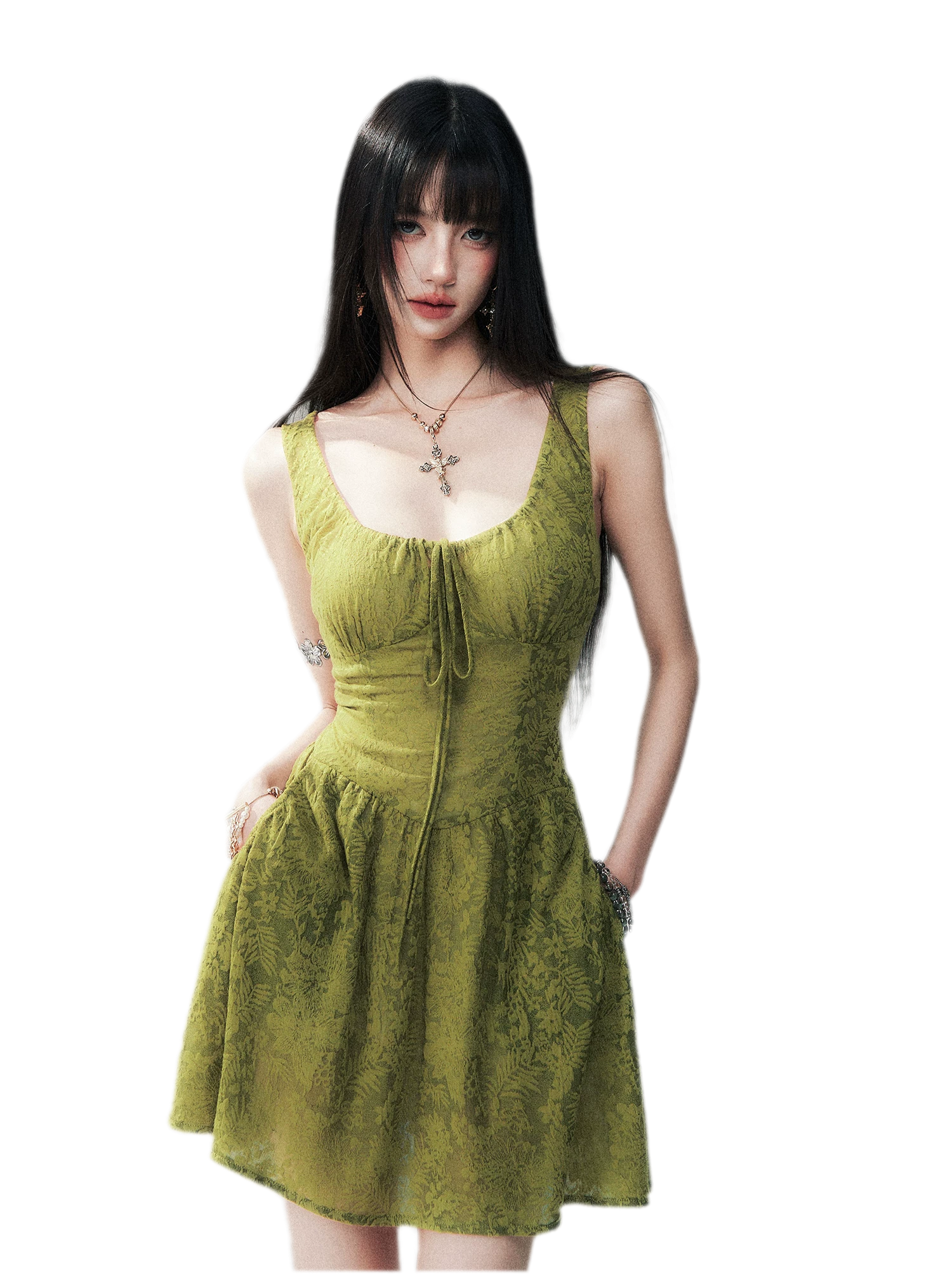 Moss Lace Waist Dress