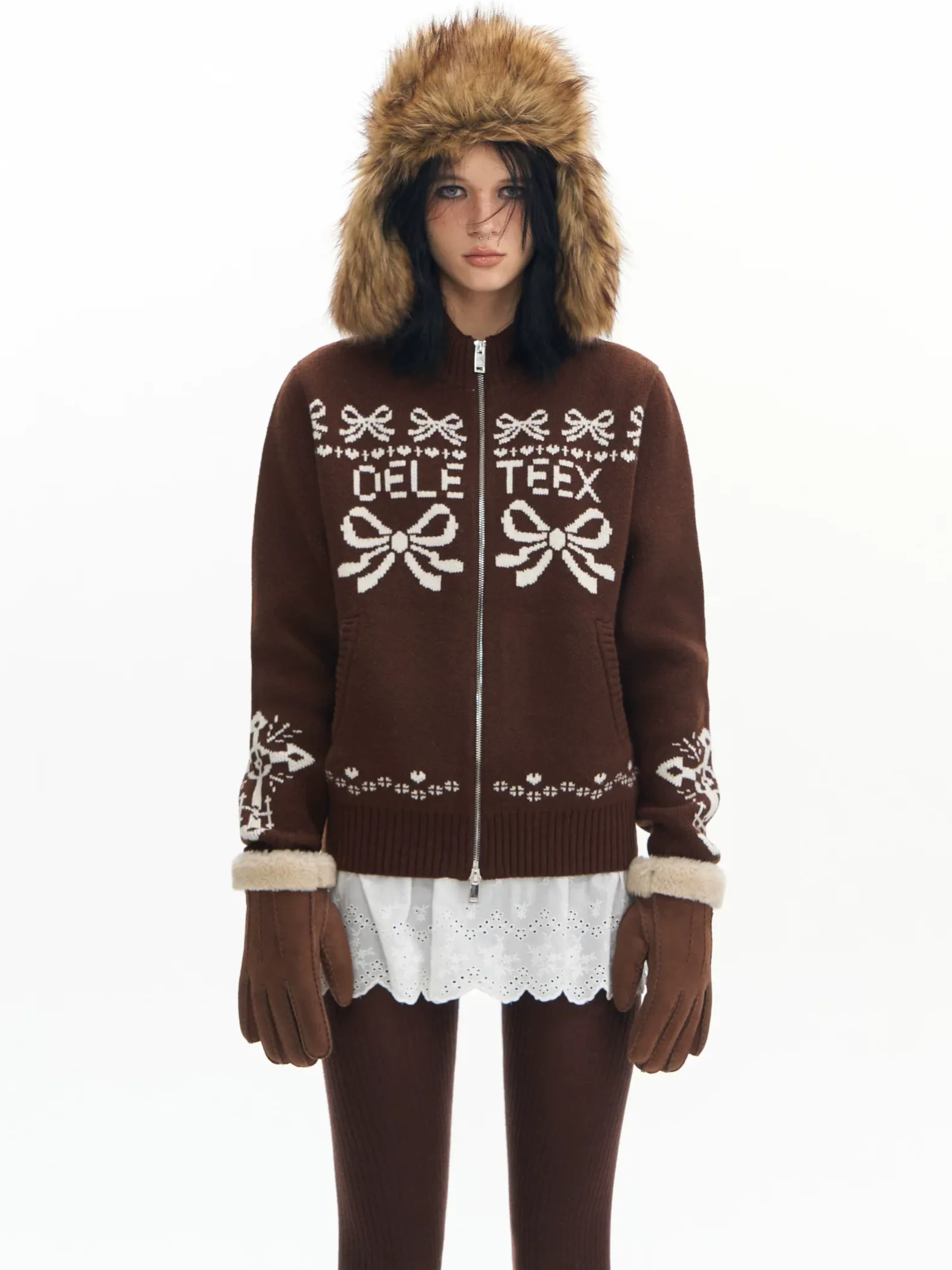 Jacquard Wool Baseball Cardigan