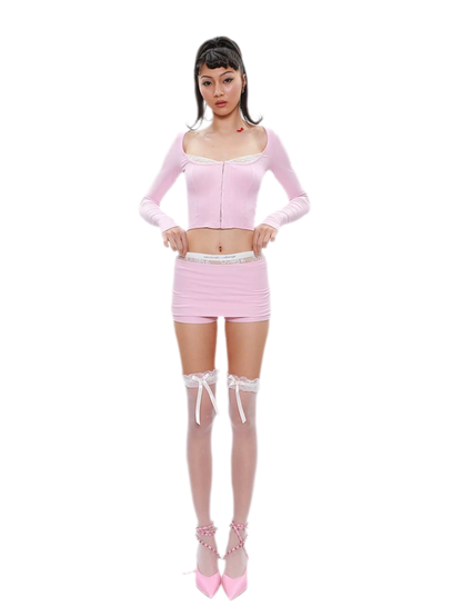 Lace Cutout Knit Set