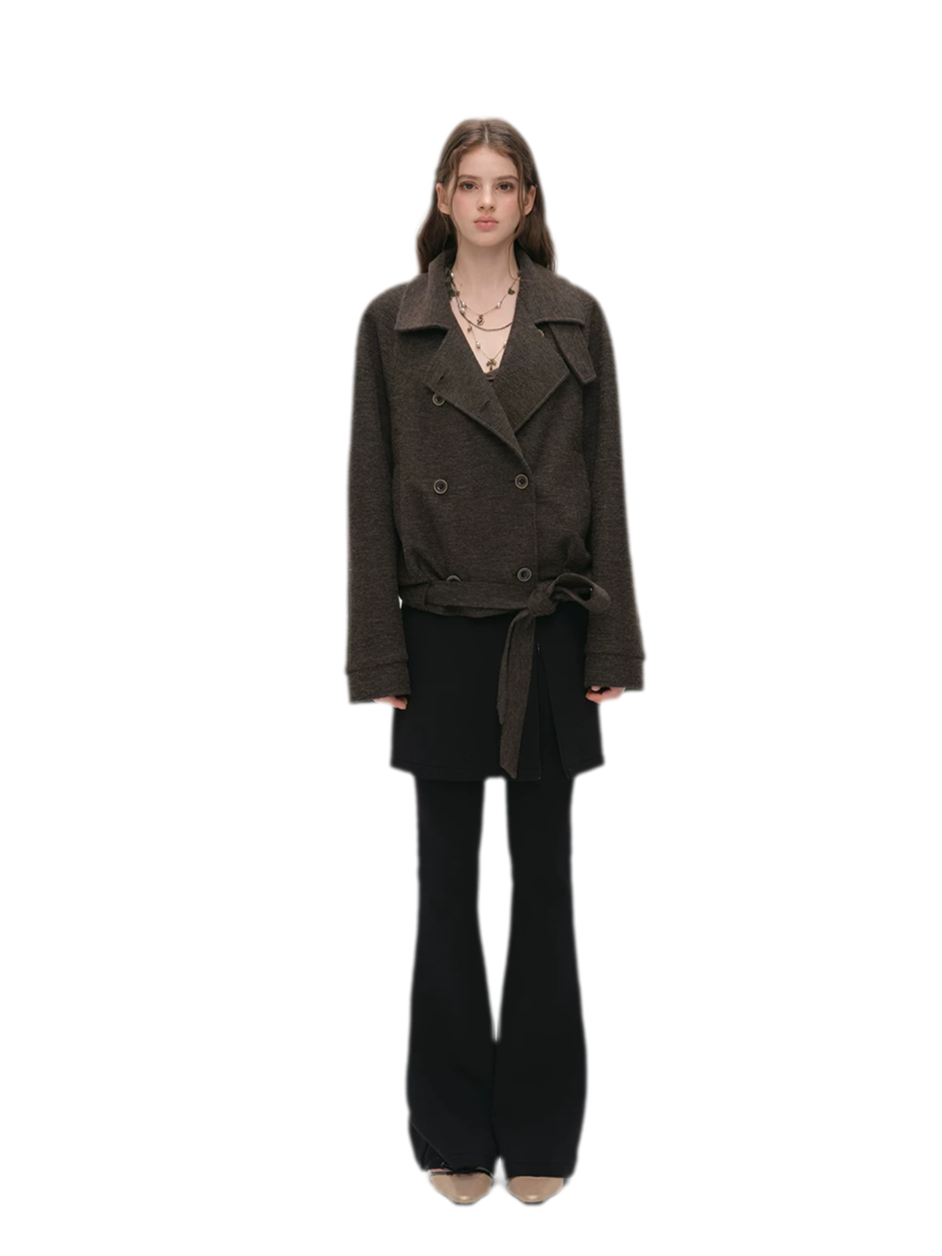 Brushed Wool Blend Short Coat