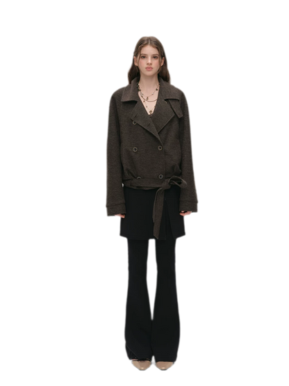 Brushed Wool Blend Short Coat