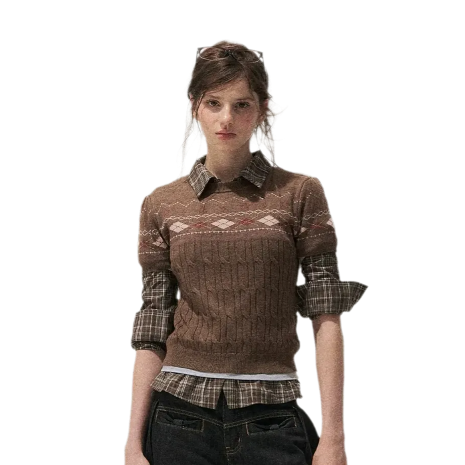Fair Isle Cropped Knit Sweater
