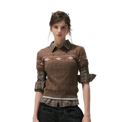 Fair Isle Cropped Knit Sweater