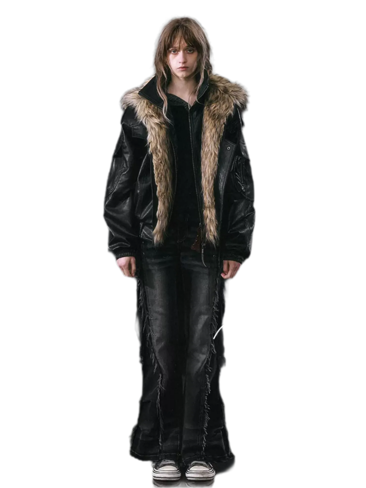Detachable Fur Collar Flight Jacket