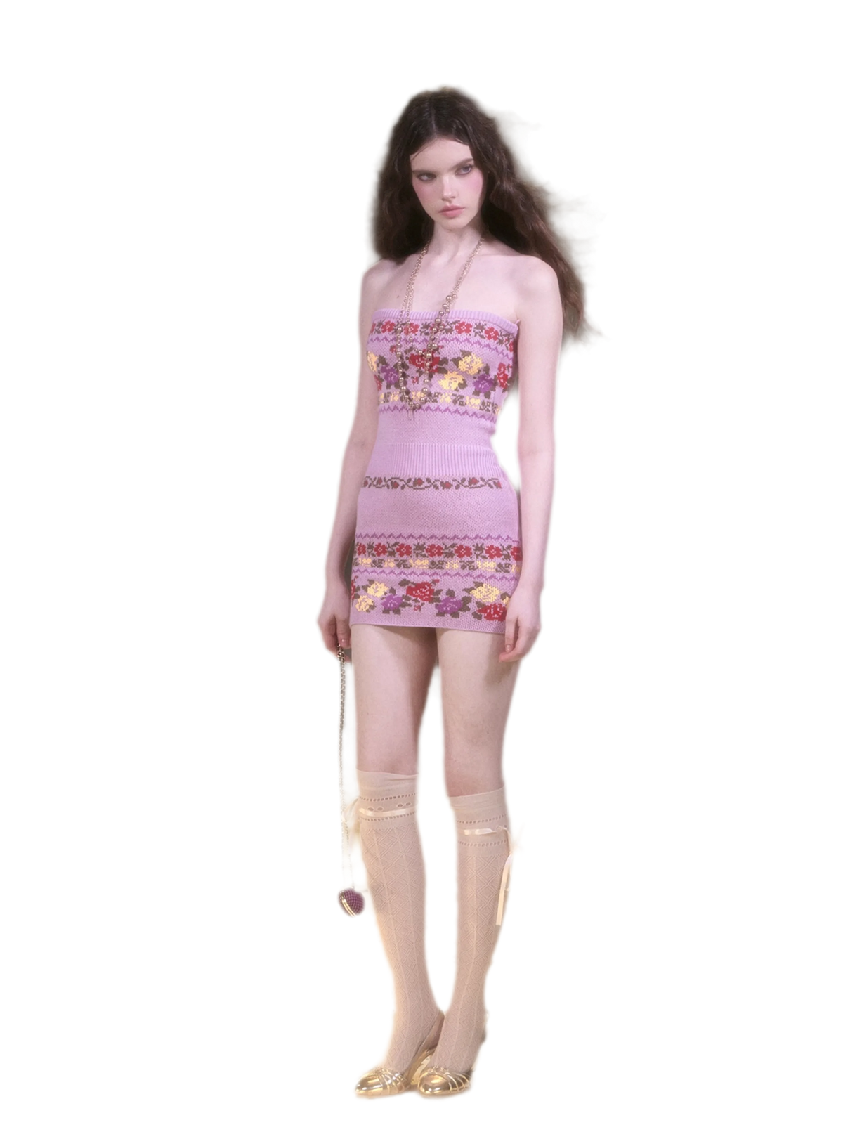 Robe pull rose Fair Isle