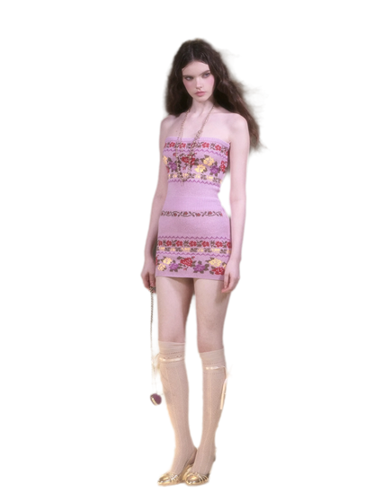 Robe pull rose Fair Isle