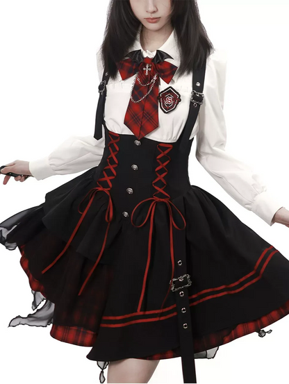 Gothic Puff-Sleeve Blouse Dress