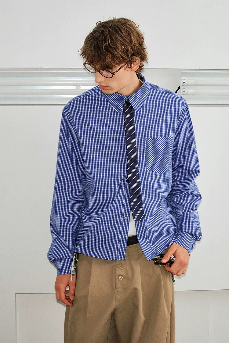 Plaid Tie-Front Long-Sleeve Shirt