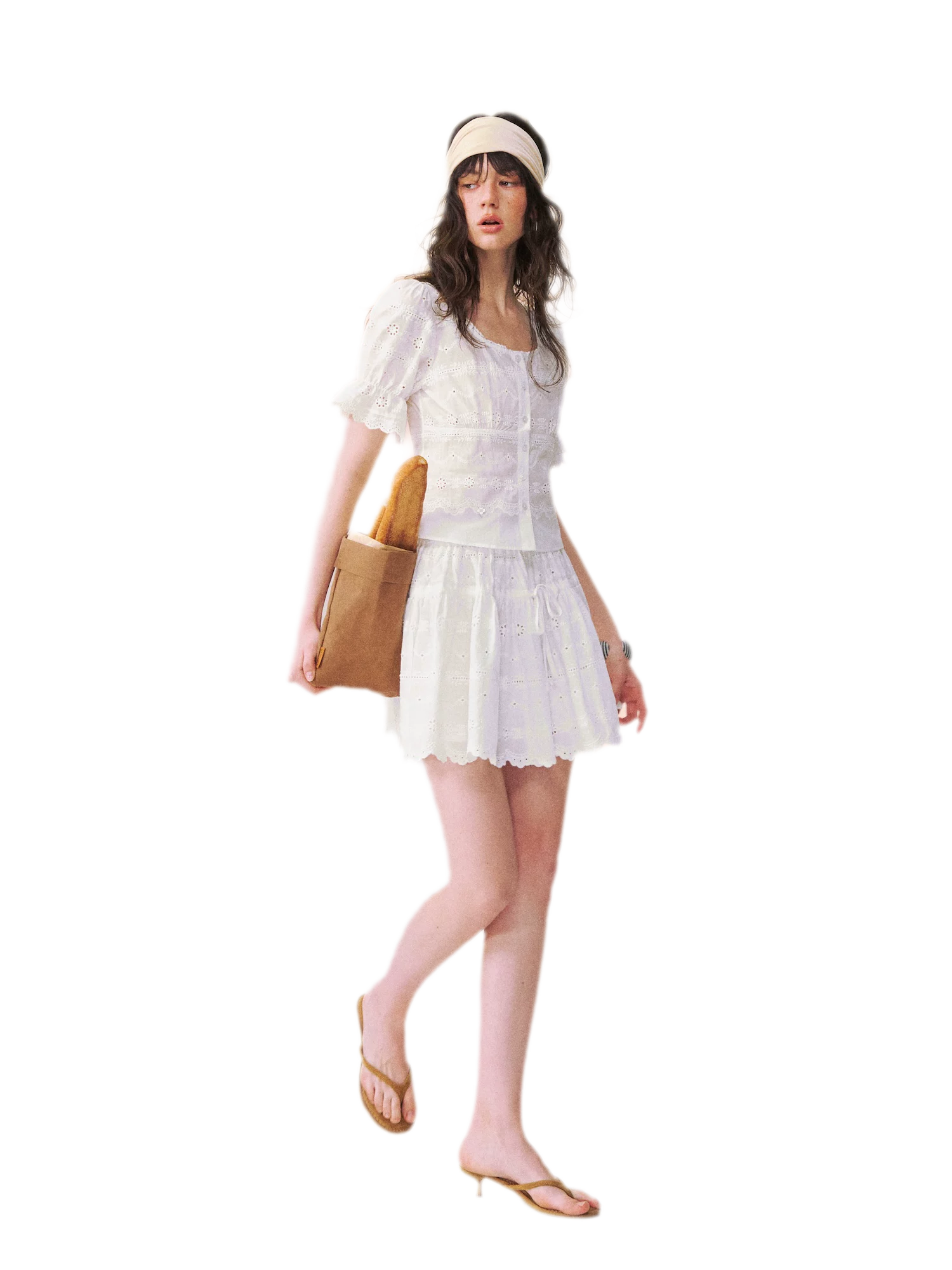 Eyelet Embroidered Top &amp; Skirt Set