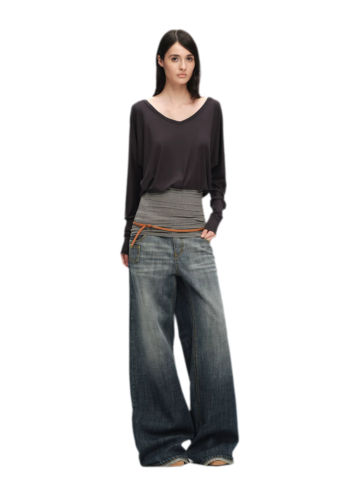 Washed Cotton Straight-Leg Jeans