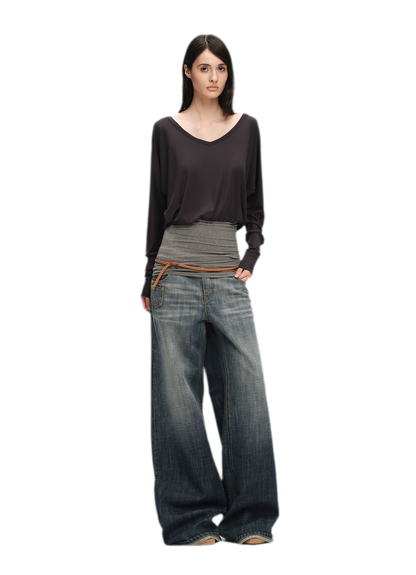 Washed Cotton Straight-Leg Jeans
