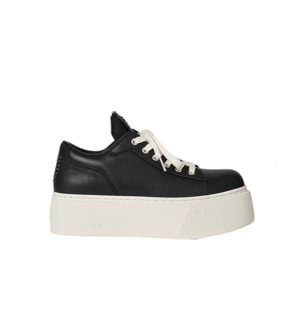 Sculptural Leather Thick-Soled Sneakers