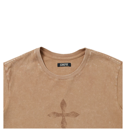 Vintage Washed Cross Embroidered Tee