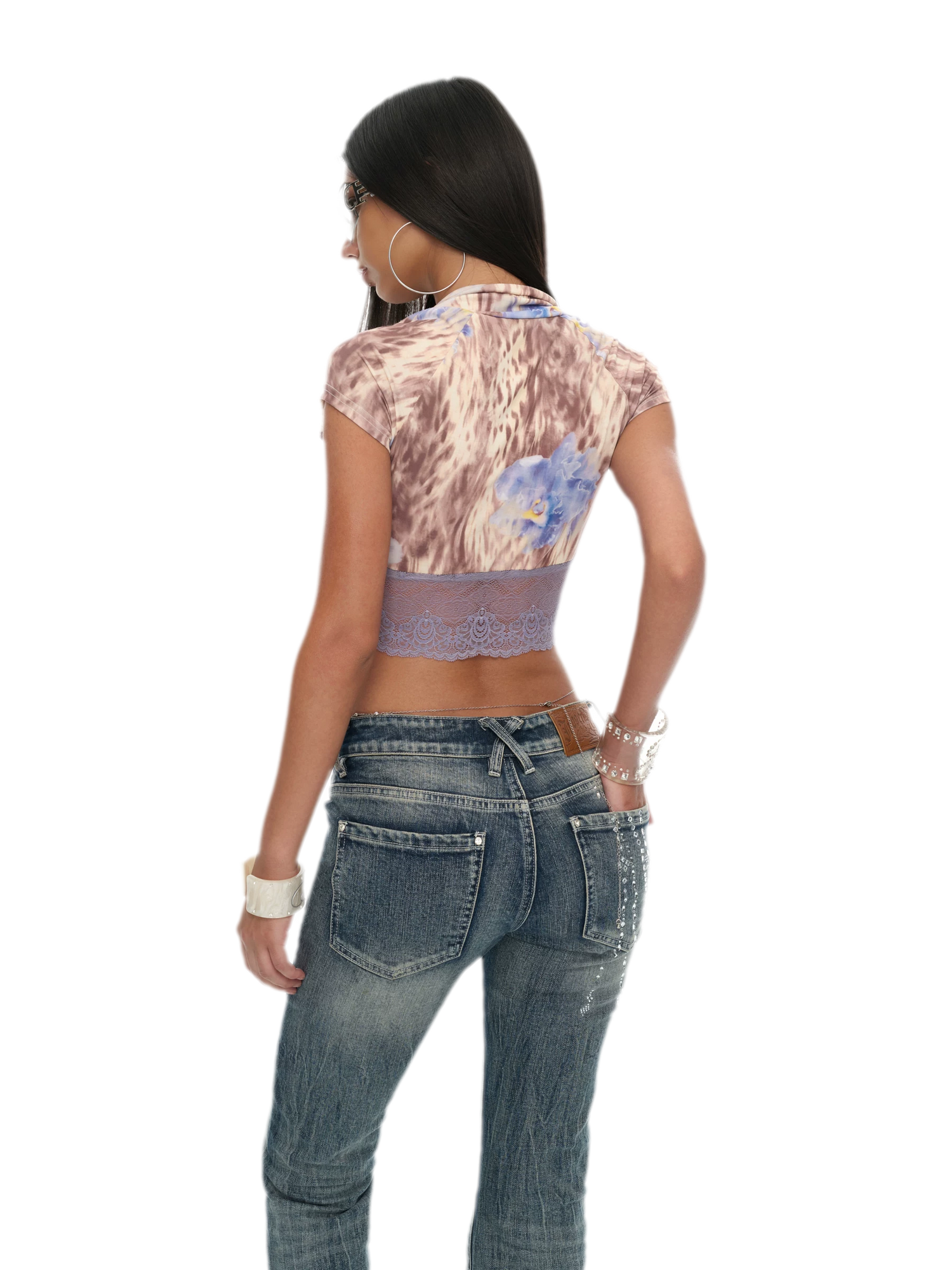 Y2K Millennium Lace Leopard Print Top