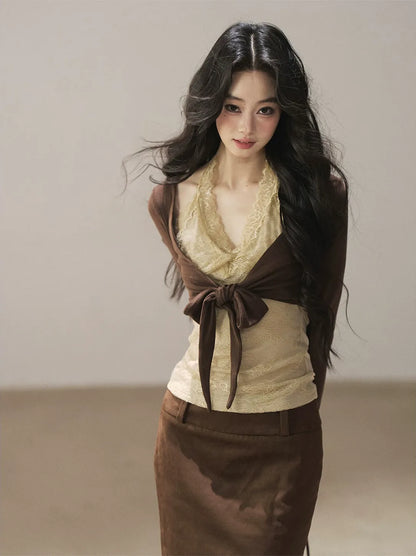 Lace Wrap Cropped Top