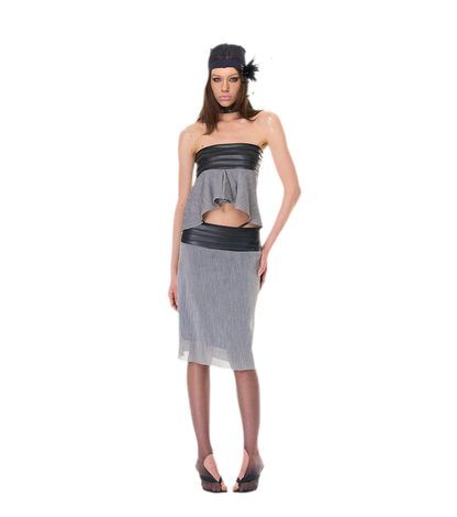 Textured Peplum Skirt Set