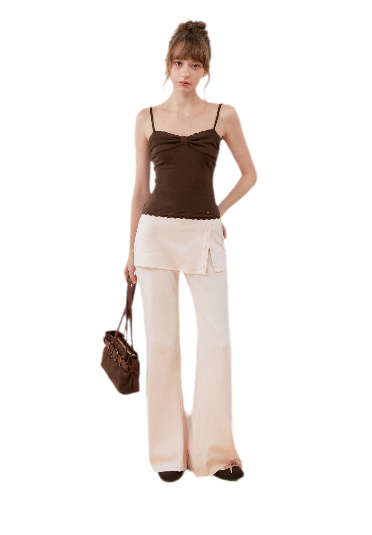 Organic Cotton Faux-Layer Flare Sweatpants