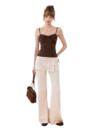 Organic Cotton Faux-Layer Flare Sweatpants