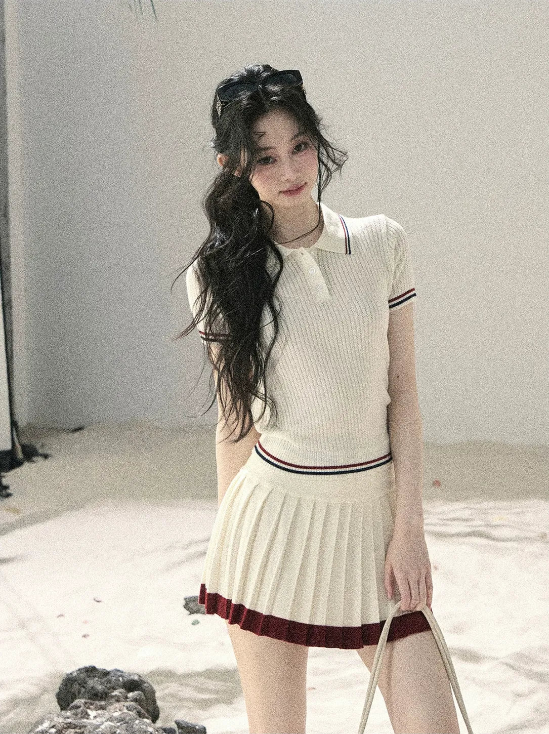 Ribbed Knit Polo Set
