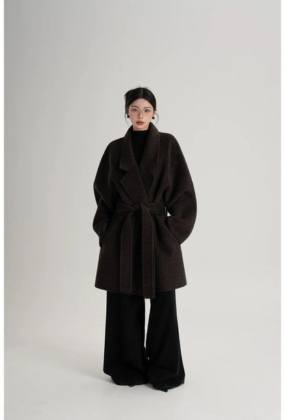 Wool Shawl Collar Wrap Coat