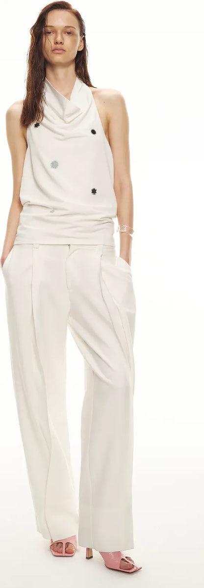 Minimalist Draped Neck Hand-Sewn Lens Halter Top