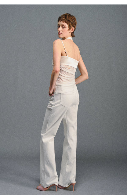 Lenzing Wool Satin Beaded Halter Top