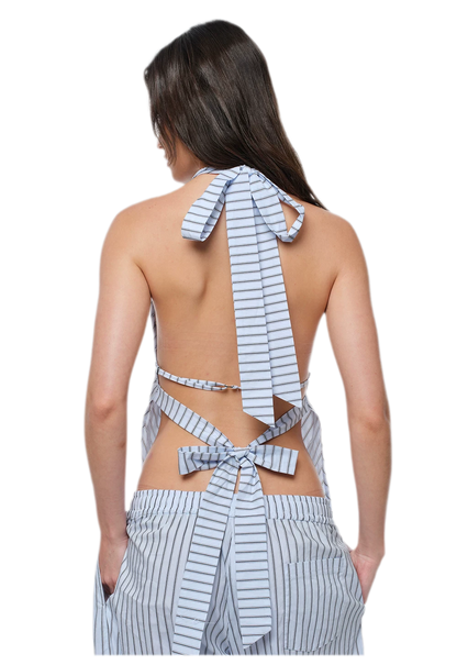 Striped Halter Wide-Leg Set