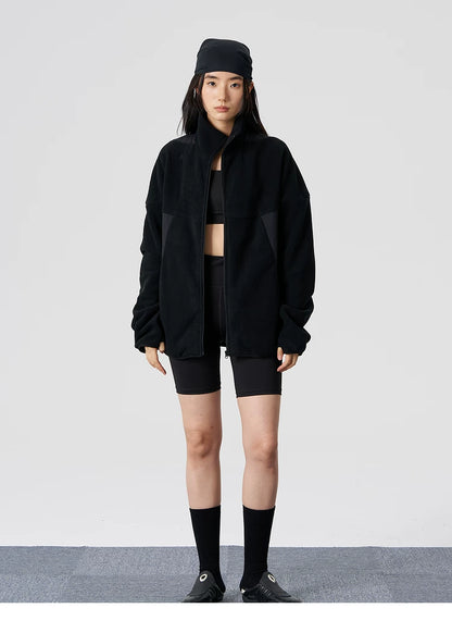 Curved Fleece Panel Jacket