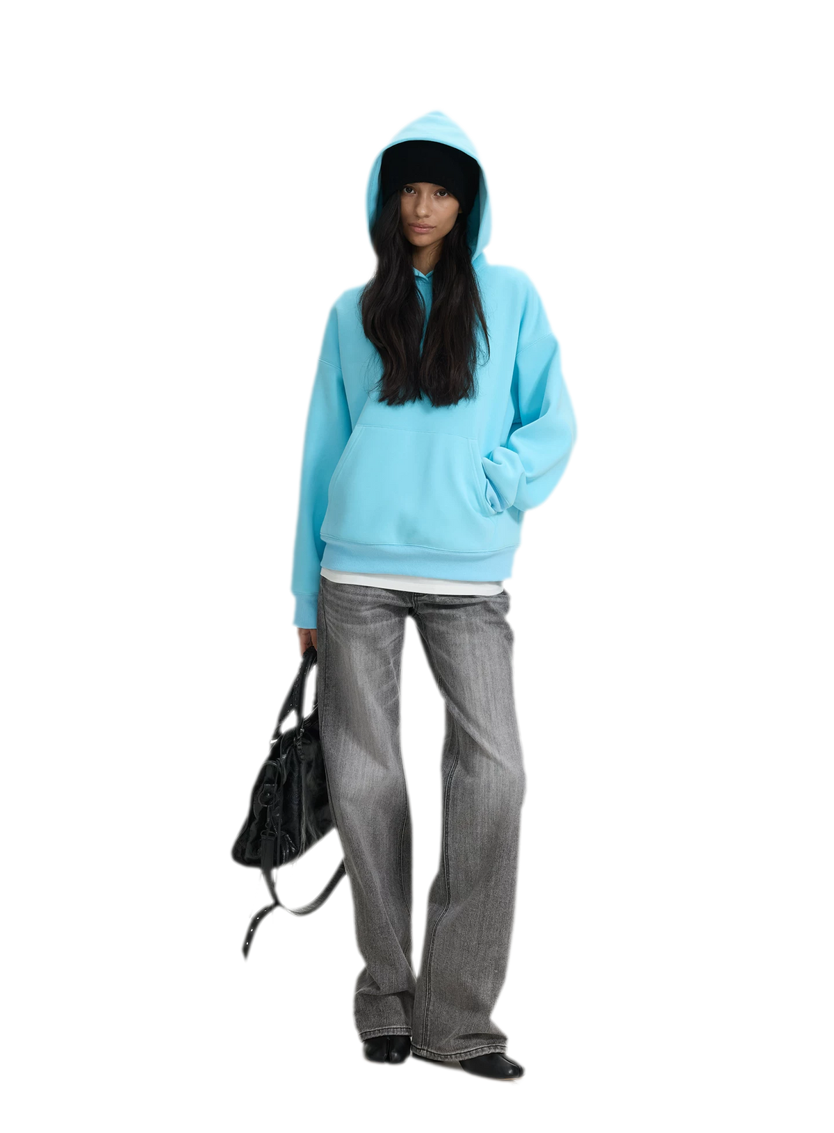 Brushed Hooded Cropped Sweatshirt