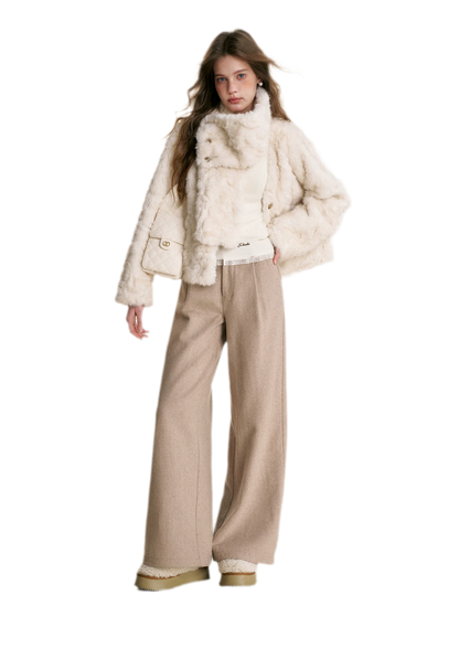 Detachable Scarf Plush Jacket