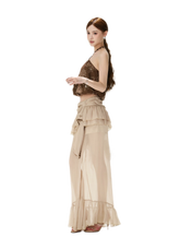 CYNR Sheer Ruffle High-Slit Skirt – view 12