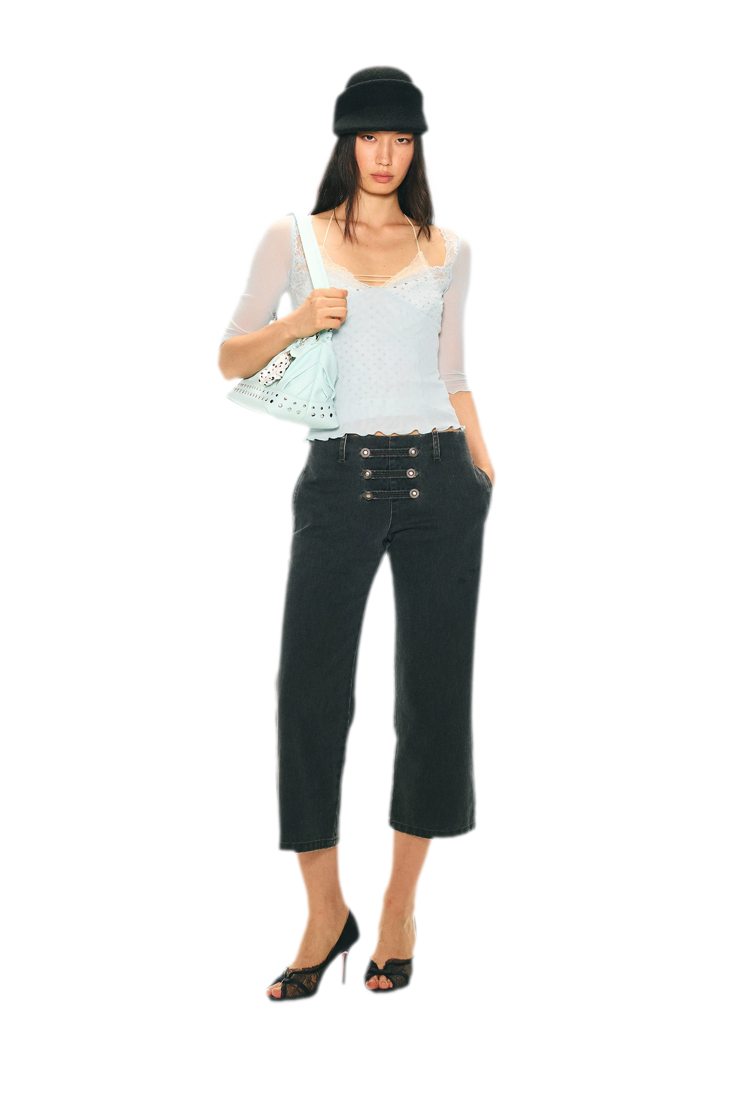 Vintage Pirate Buckle Denim Capris