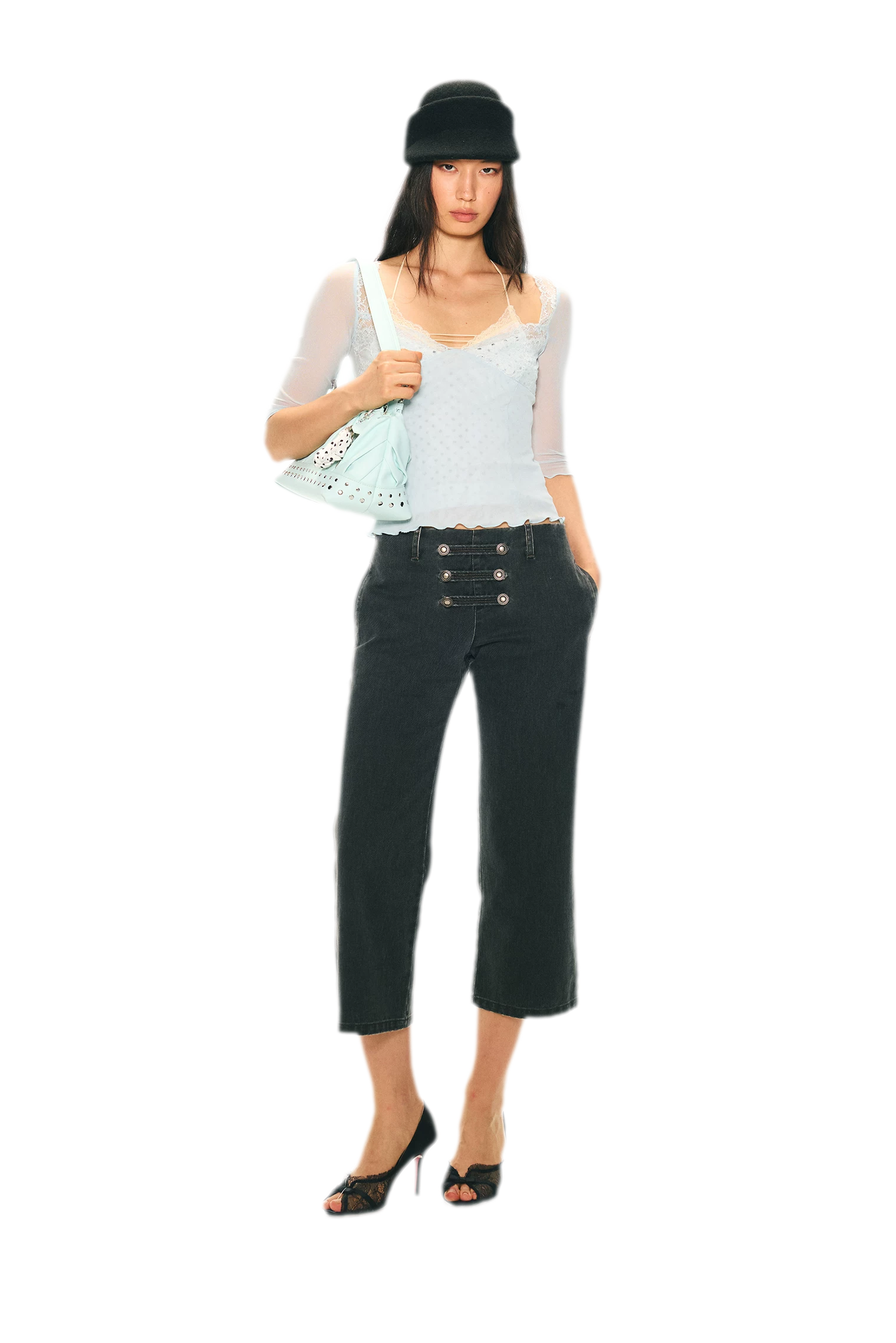 Vintage Pirate Buckle Denim Capris