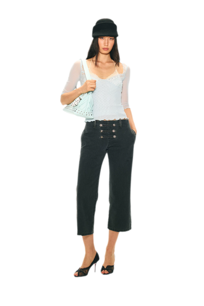 Vintage Pirate Buckle Denim Capris