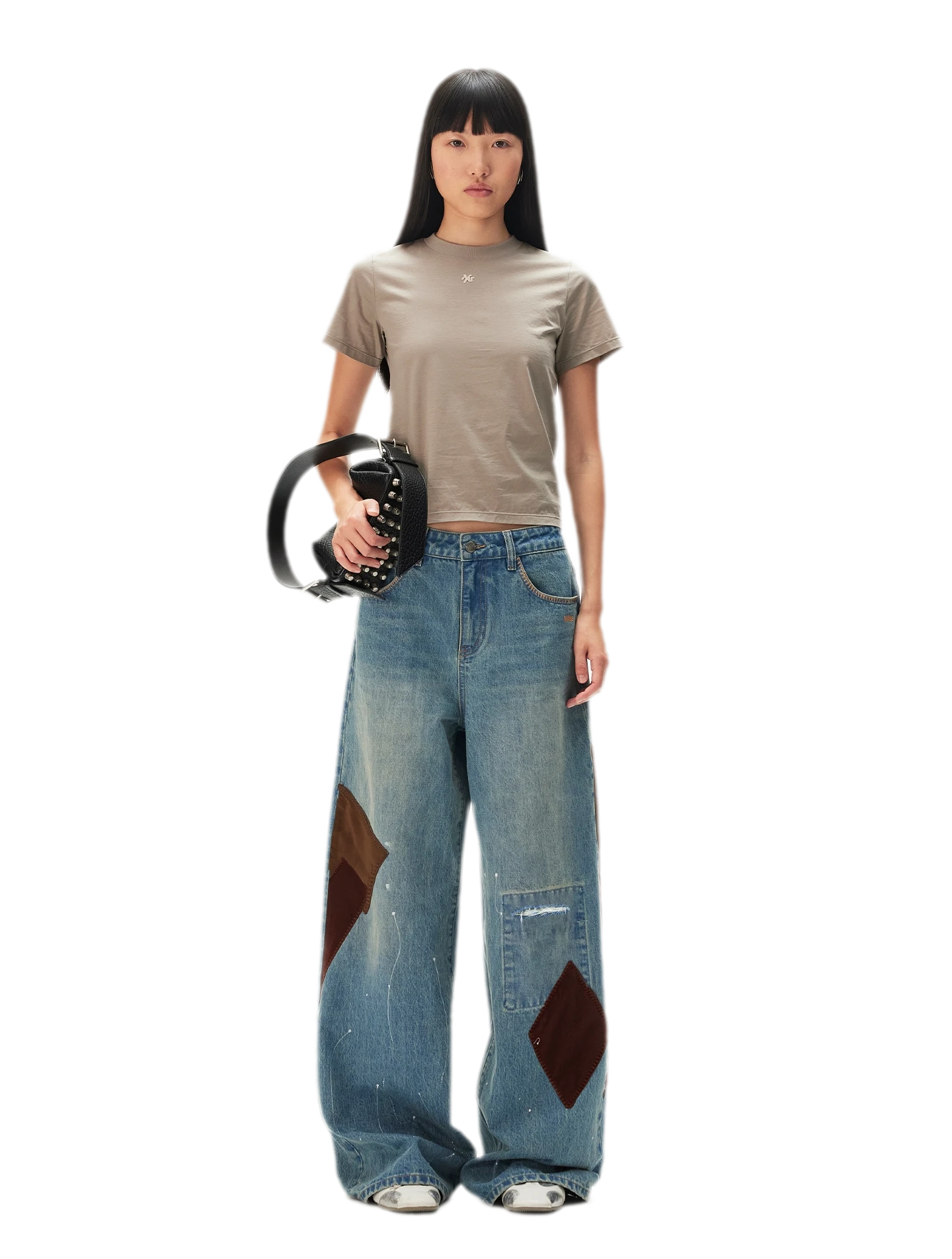 Washed Patchwork Jeans