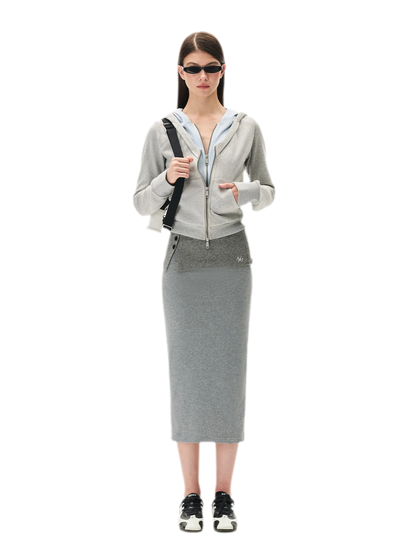 Paneled Faux-Two-Piece Hooded Sweatshirt