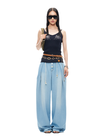 Tencel Denim Loose Wide-Leg Pants