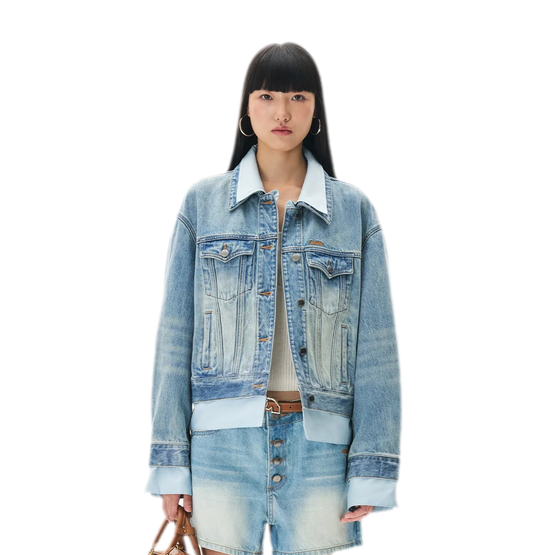Washed Deconstructed Cropped Denim Jacket