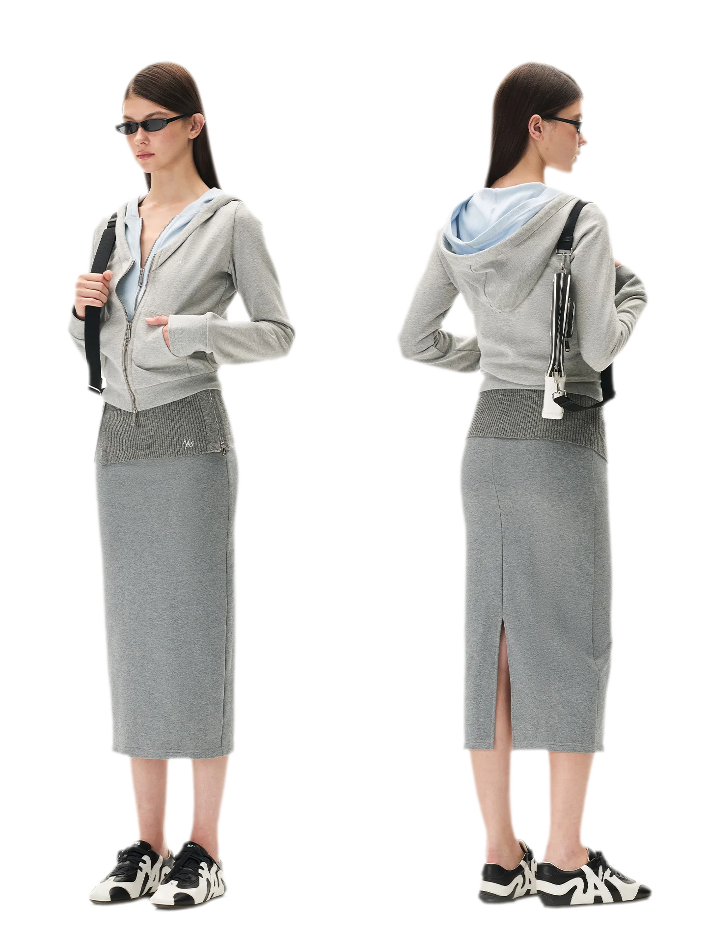 Paneled Faux-Two-Piece Hooded Sweatshirt