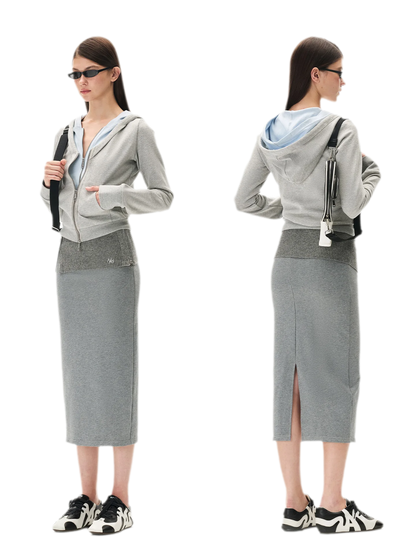 Paneled Faux-Two-Piece Hooded Sweatshirt