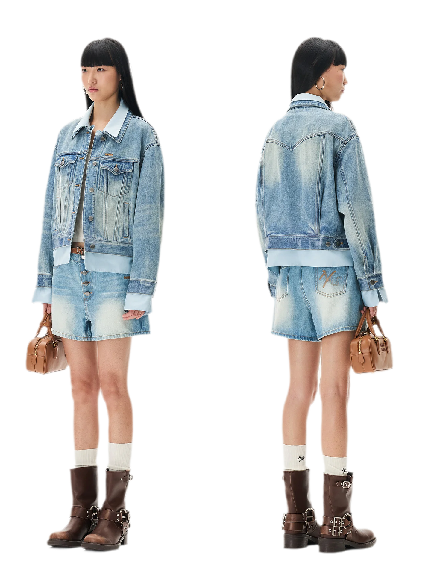 Washed Deconstructed Cropped Denim Jacket