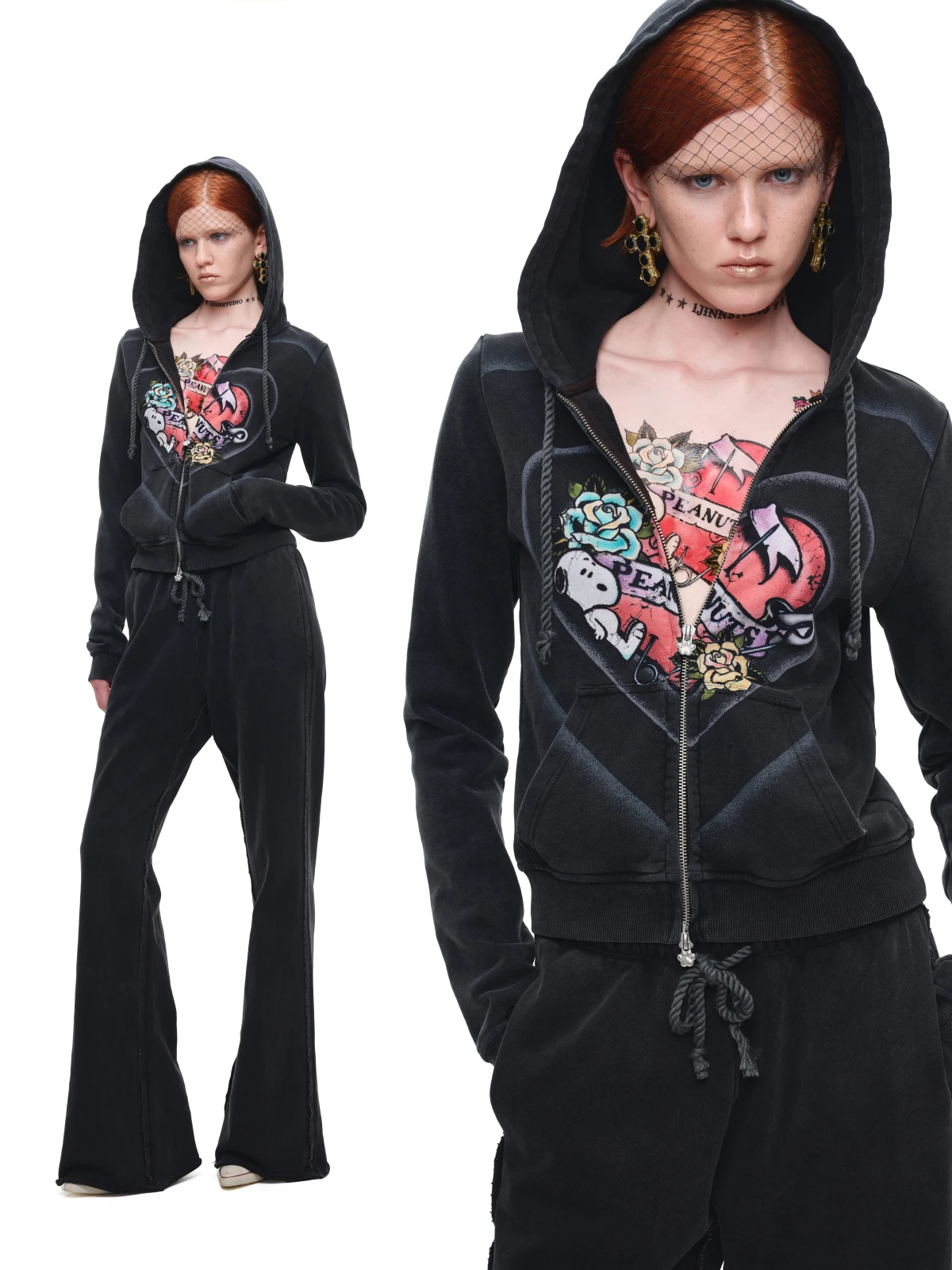 Washed Zip Hoodie Set