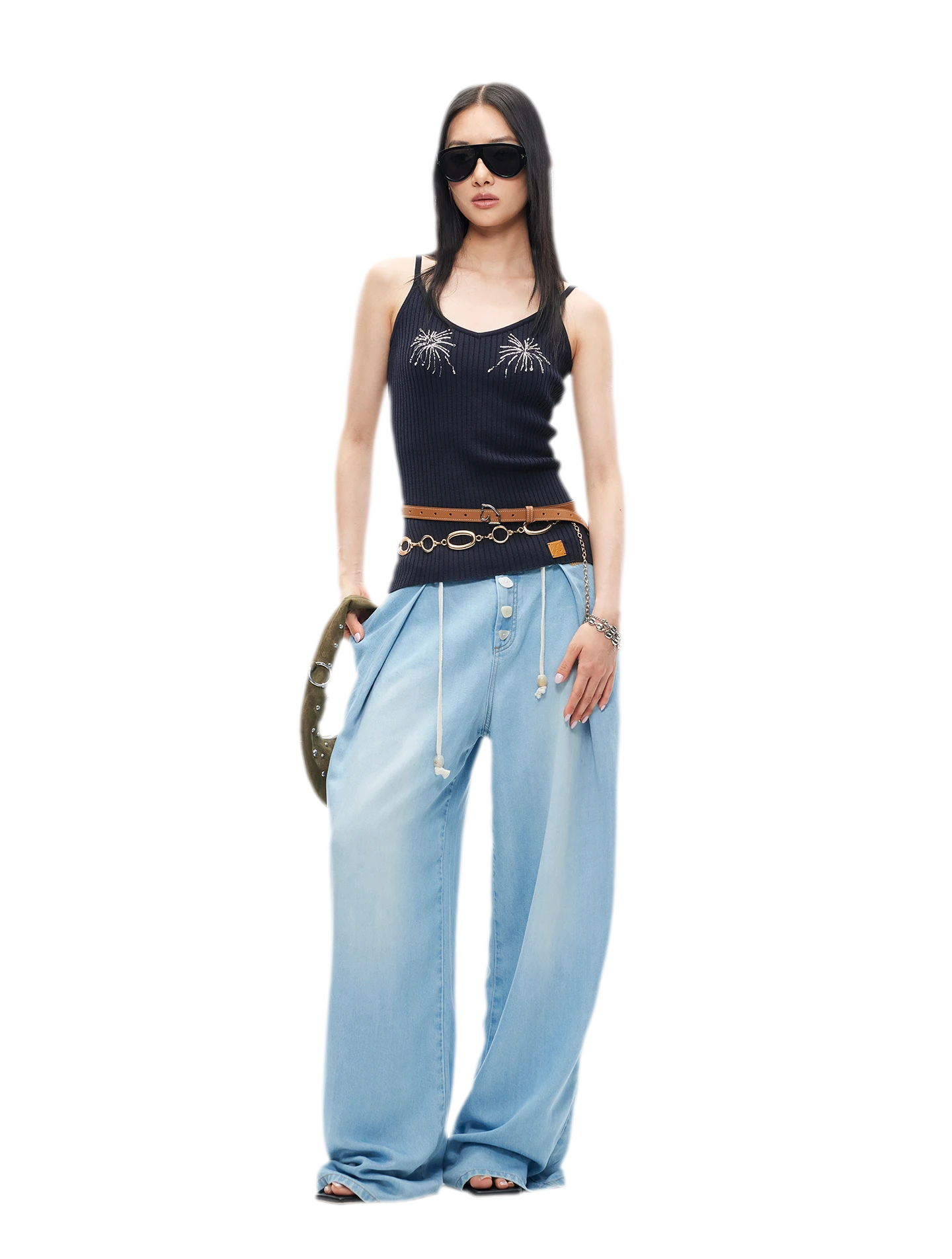 Tencel Denim Loose Wide-Leg Pants