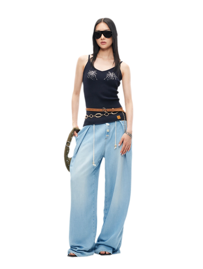 Tencel Denim Loose Wide-Leg Pants