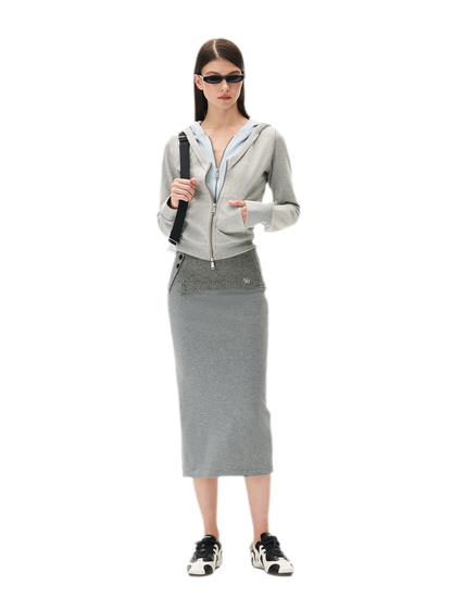 Paneled Faux-Two-Piece Hooded Sweatshirt