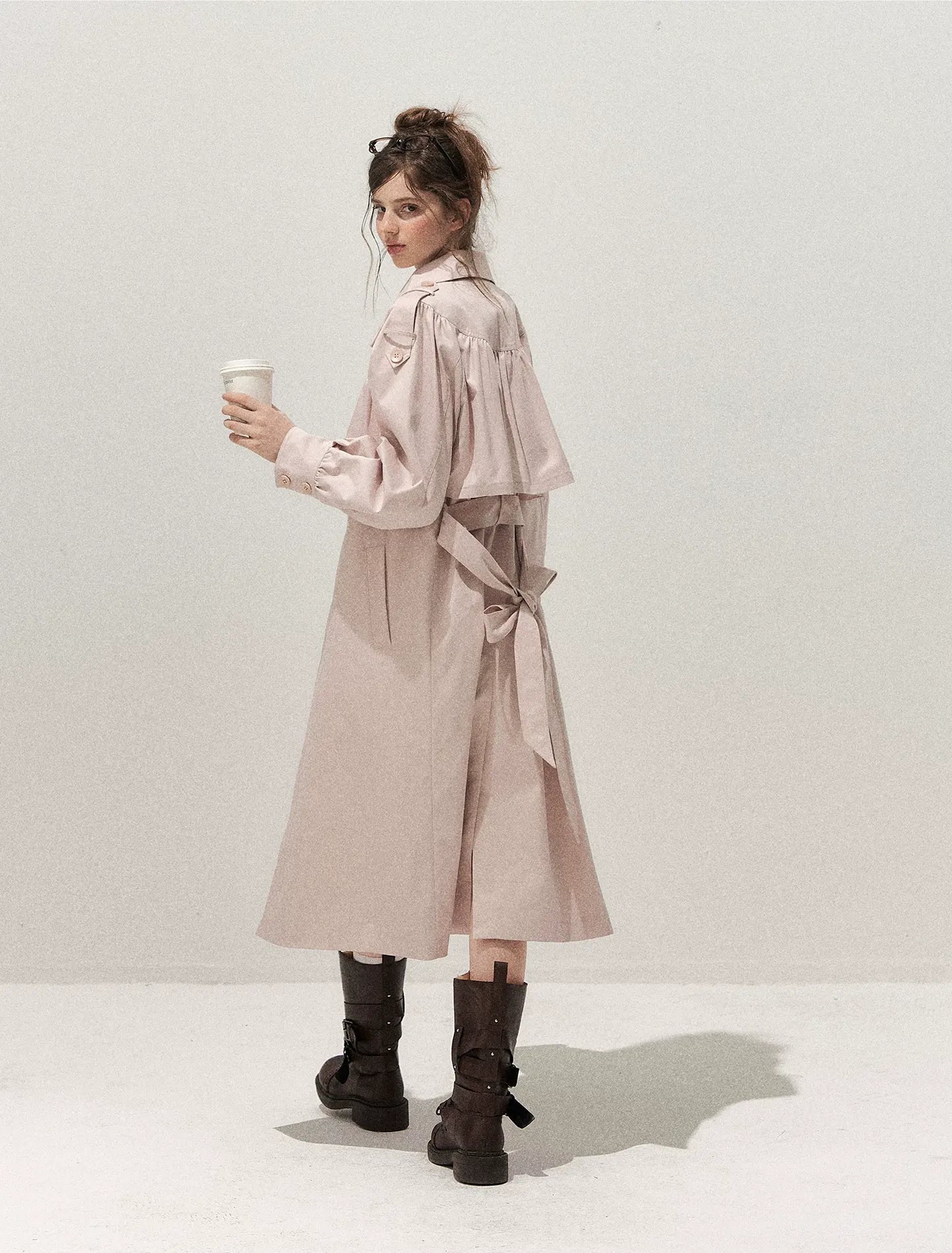 Gathered Cape Trench Coat